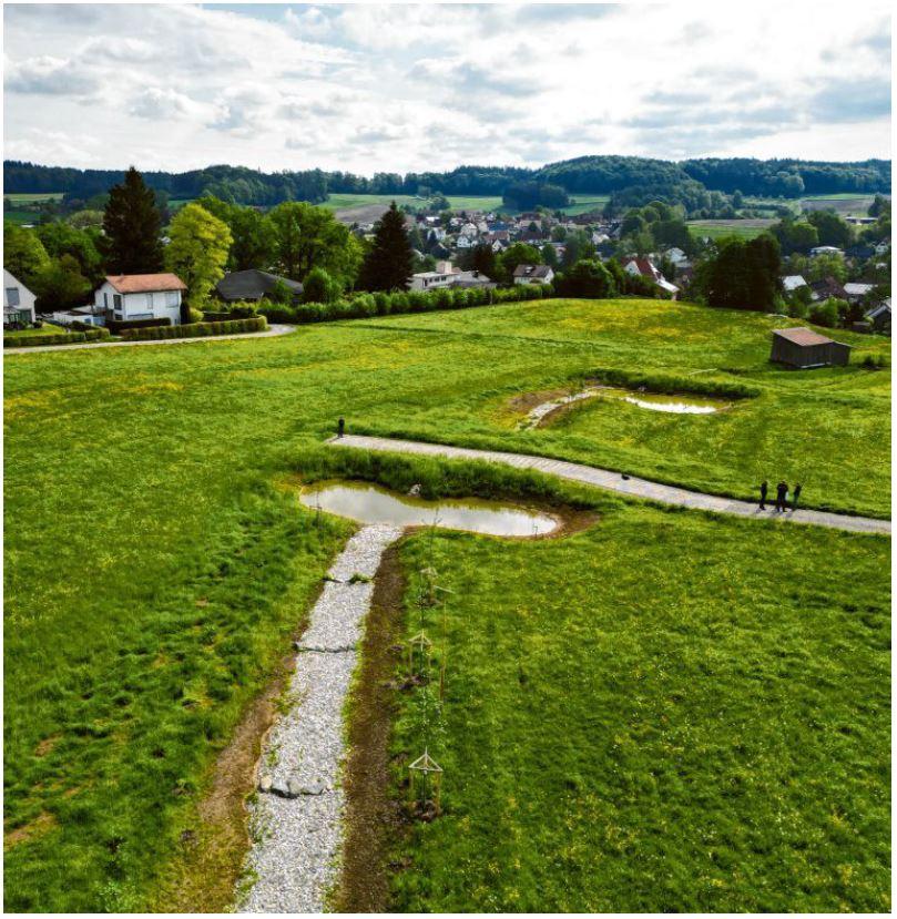 Drohnenaufnhme zwei von drei Rückhaltebecken