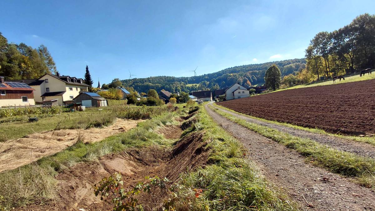 Angelegte Muldenstrukturen im Graben