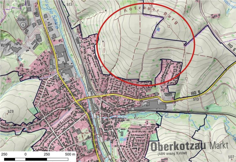 Lage der Ackerflächen im Nordosten von Oberkotzau.